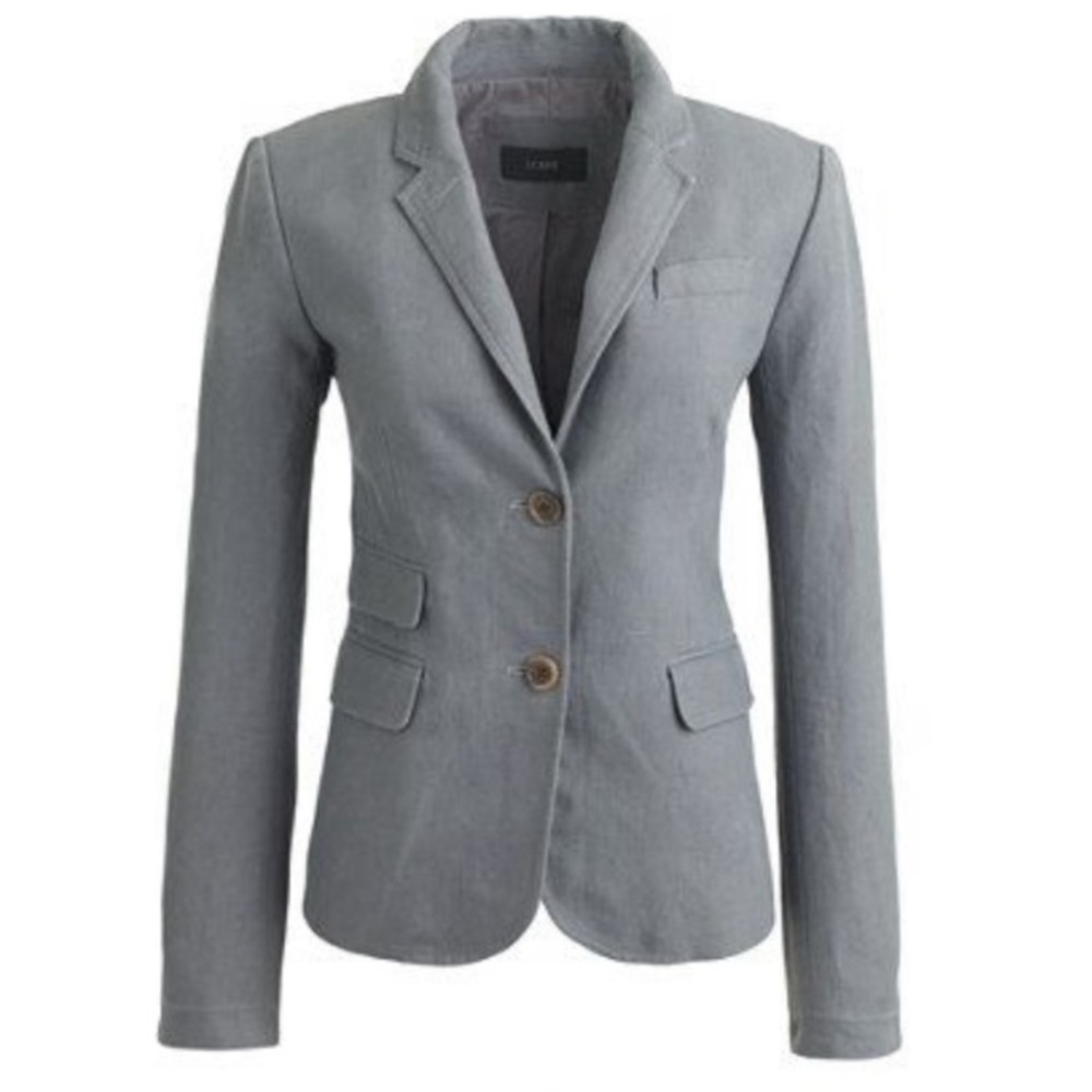 J. Crew Grey Schoolboy Blazer in Linen